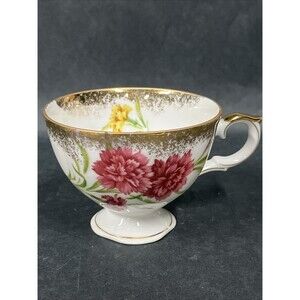 VTG Celebrate Registered Gold Trim Floral Carnations Footed Tea Cup‎ Japan